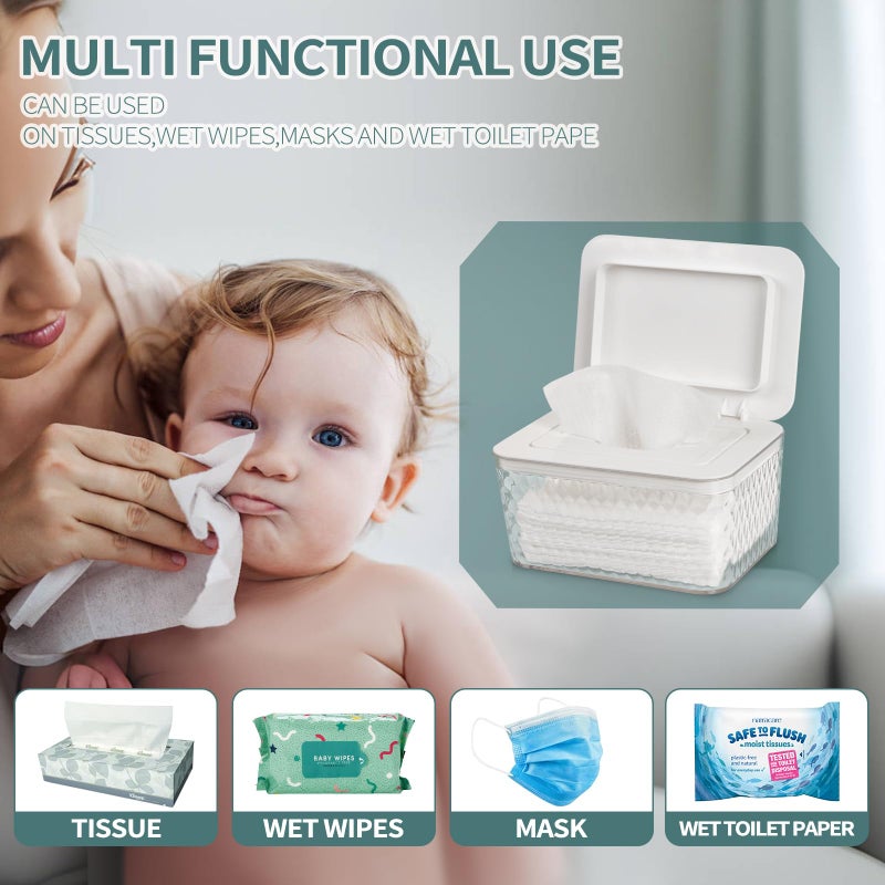 Whiidoom Wipes Dispenser  One-Handed Operation Wipe Holder for Baby & Adult  Seal-Designed Wipes Container for Bathroom Keep Diaper Wipes Fresh (White) - Image 5